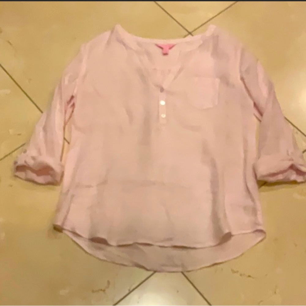 Lily Pulitzer Pink Linen shirt size XS